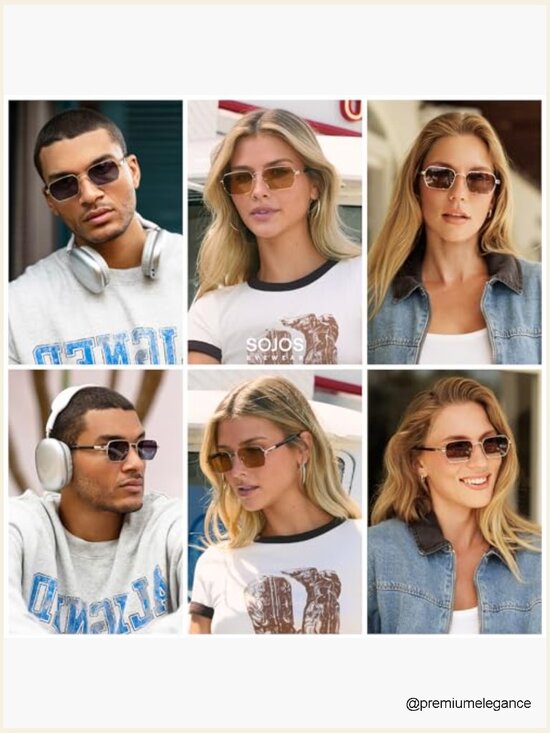 Retro Rectangle Polarized Sunglasses for Men Women 90s Square Shades